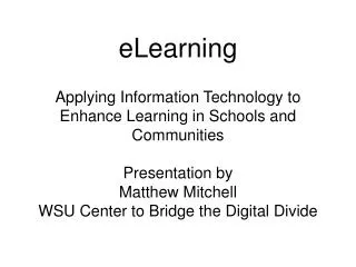 Introduction to eLearning