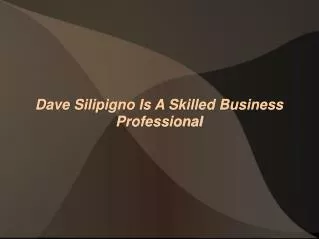 Dave Silipigno Is A Skilled Business Professional