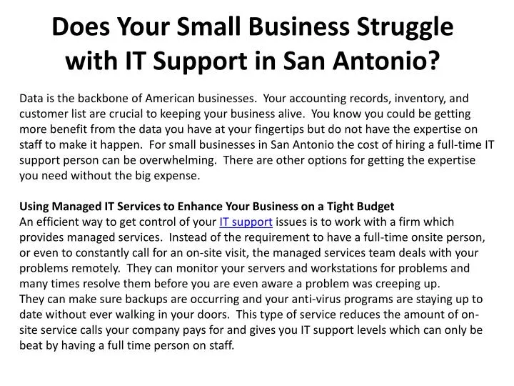 does your small business struggle with it support in san antonio