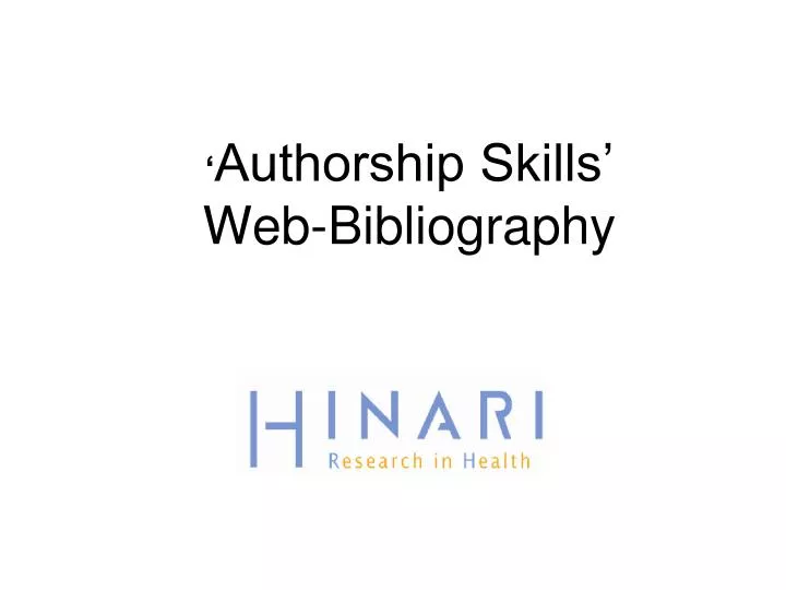 authorship skills web bibliography