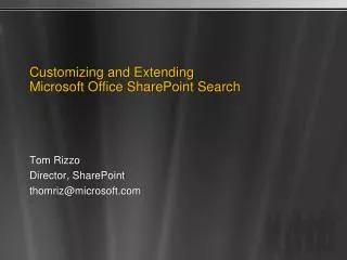 Customizing and Extending Microsoft Office SharePoint Search