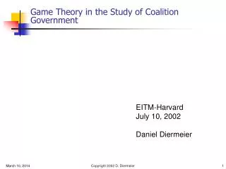 Game Theory in the Study of Coalition Government