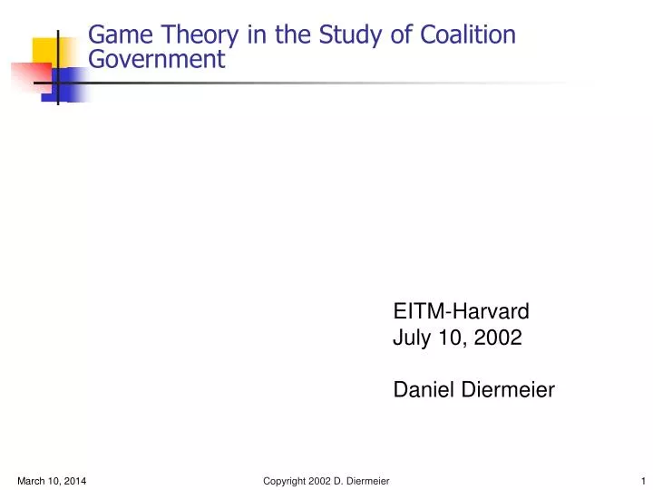 game theory in the study of coalition government