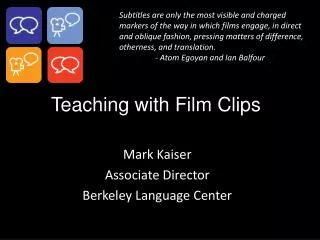 Teaching with Film Clips