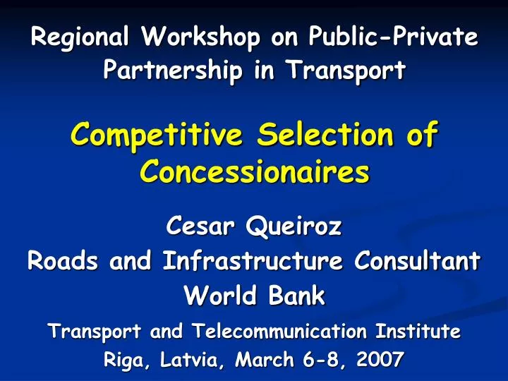 competitive selection of concessionaires