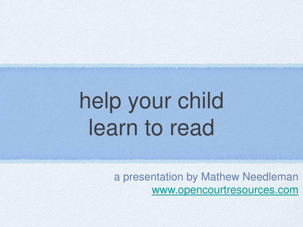PPT - help your child learn to read PowerPoint Presentation, free ...