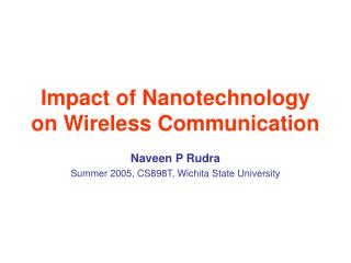 Impact of Nanotechnology on Wireless Communication