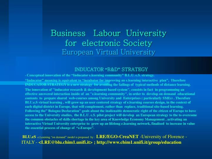 business labour university for electronic society european virtual university