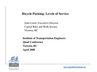 Bicycle Parking: Levels of Service