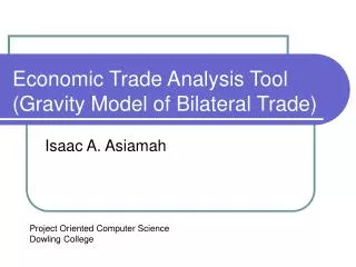 Economic Trade Analysis Tool (Gravity Model of Bilateral Trade)
