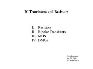 IC Transistors and Resistors