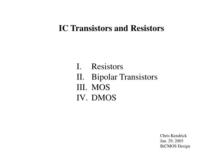 ic transistors and resistors