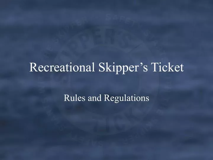 recreational skipper s ticket