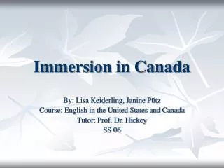 Immersion in Canada