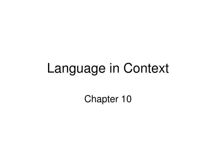 language in context