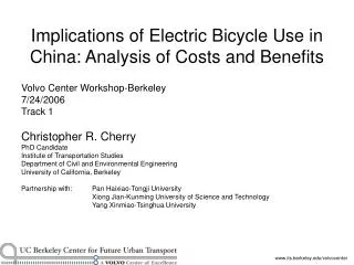 Implications of Electric Bicycle Use in China: Analysis of Costs and Benefits