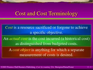 Cost and Cost Terminology