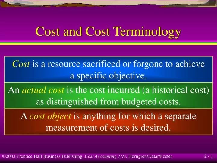 cost and cost terminology