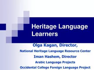 Heritage Language Learners