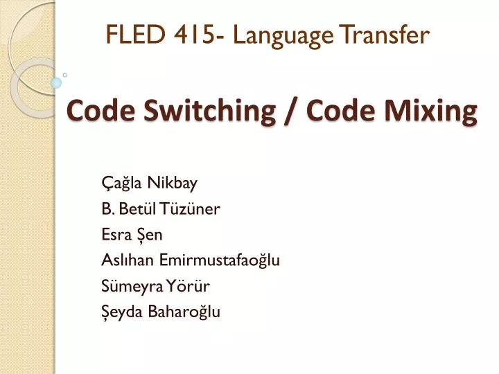 code switching code mixing