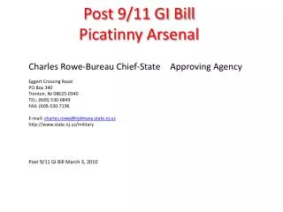Post 9/11 GI Bill Picatinny Arsenal