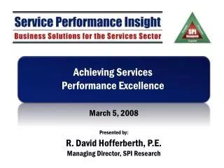 Achieving Services Performance Excellence