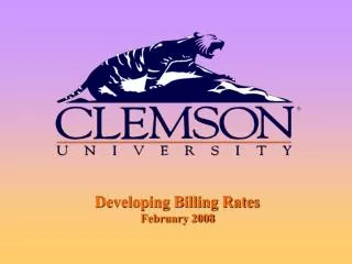 Developing Billing Rates February 2008
