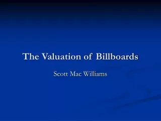 The Valuation of Billboards