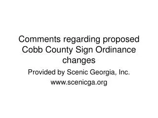 Comments regarding proposed Cobb County Sign Ordinance changes
