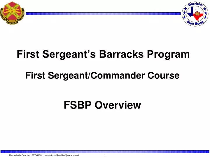 first sergeant s barracks program
