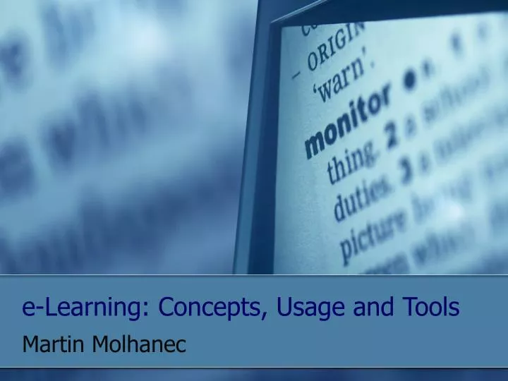e learning concepts usage and tools