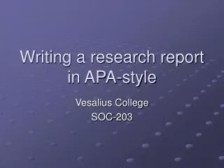 Writing a research report in APA-style