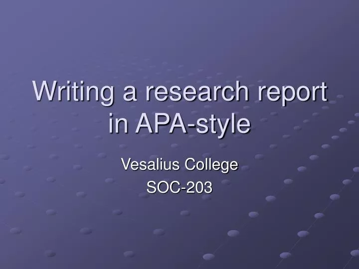 writing a research report in apa style