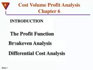 Cost Volume Profit Analysis Chapter 6