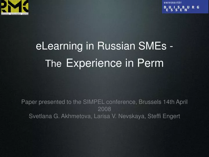 elearning in russian smes the experience in perm