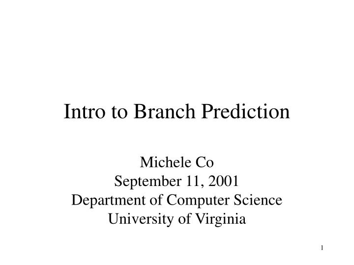 intro to branch prediction