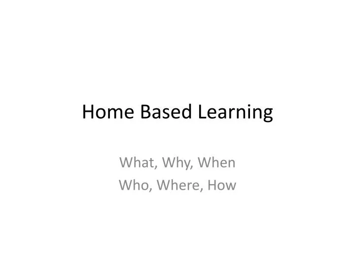 home based learning