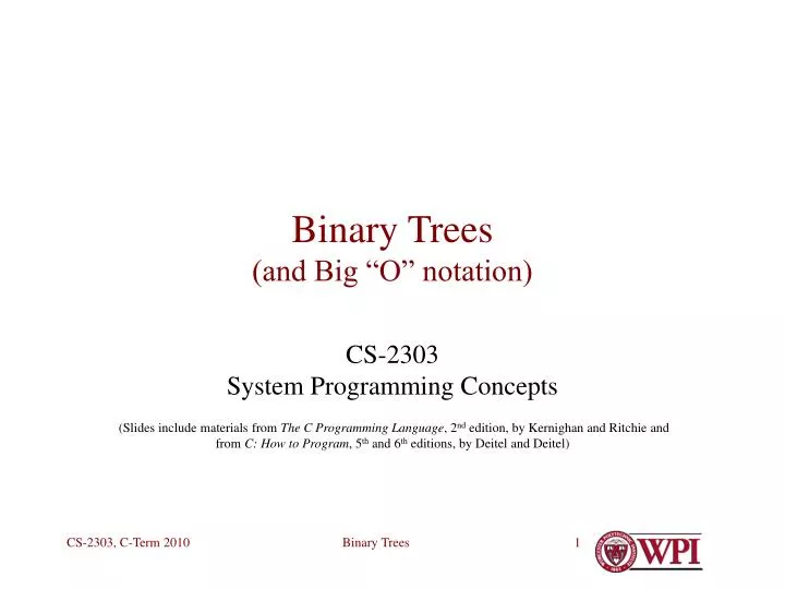 binary trees and big o notation