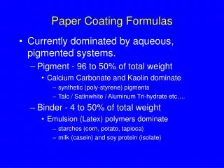 Paper Coating Formulas