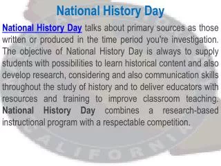National History Day – California