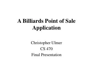 A Billiards Point of Sale Application
