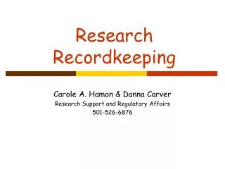 Research Recordkeeping