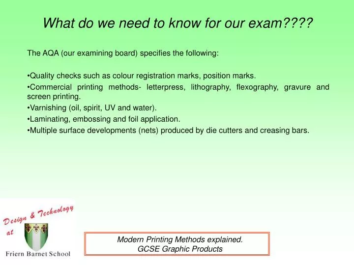 what do we need to know for our exam