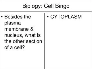 Biology: Cell Bingo