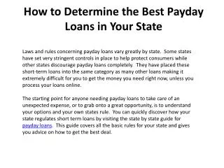 How to Determine the Best Payday Loans in Your State