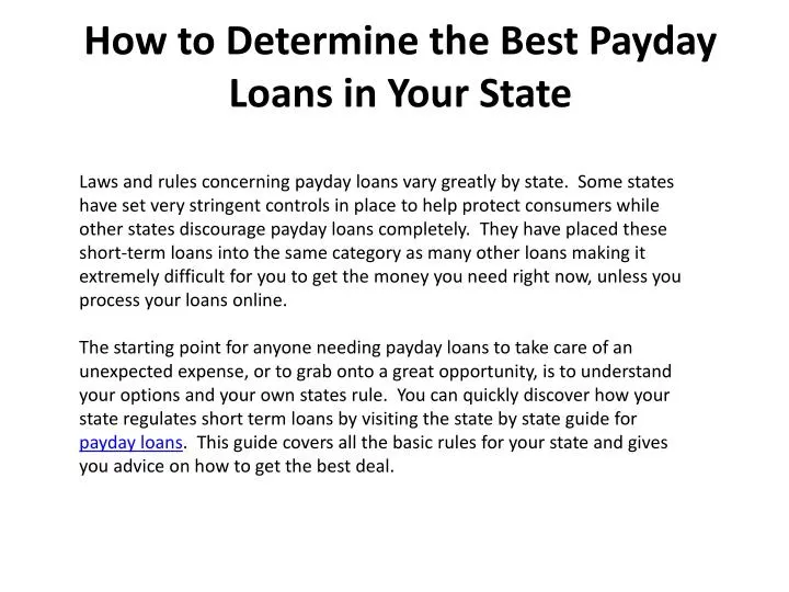 how to determine the best payday loans in your state