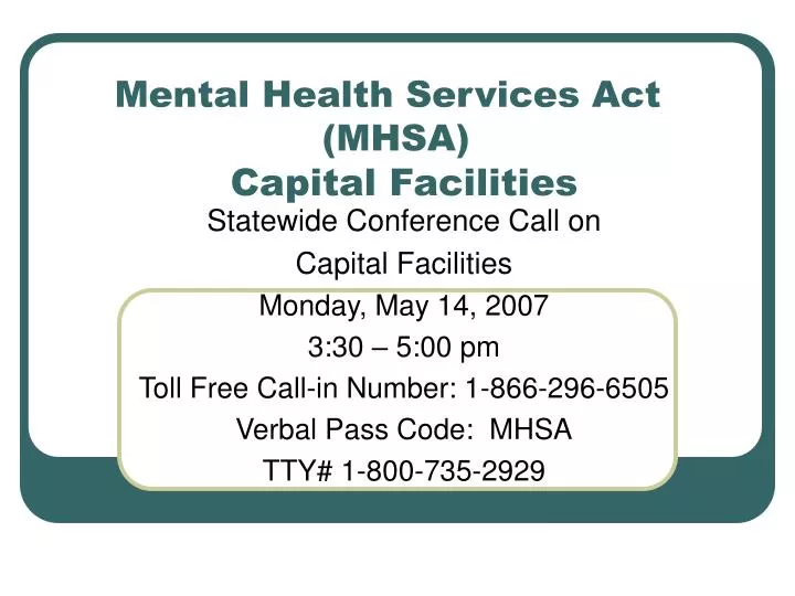 mental health services act mhsa capital facilities