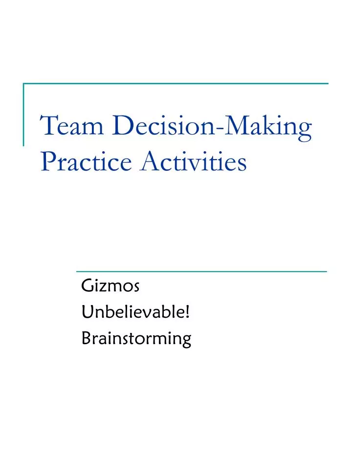 team decision making practice activities