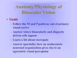 Anatomy/Physiology of Binocular Vision