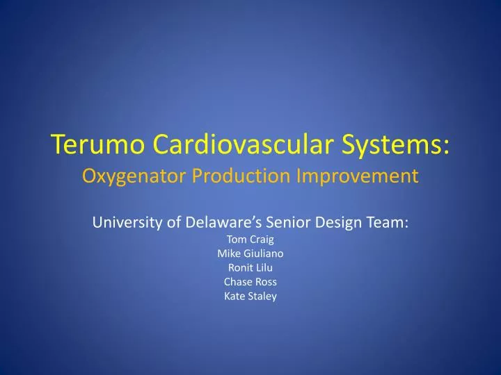 terumo cardiovascular systems oxygenator production improvement